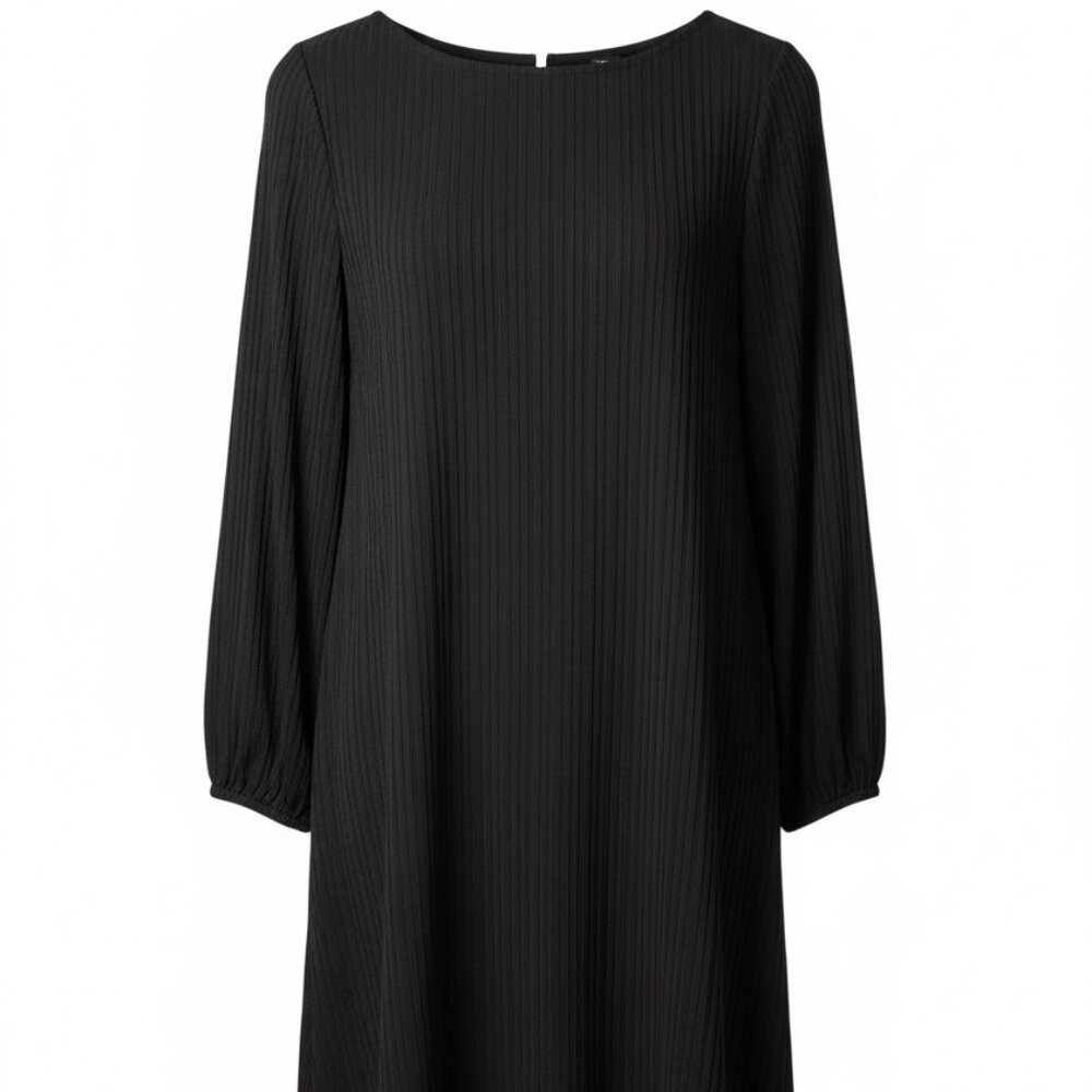 Catherine Malandrino Black Pleated Dress with Balloon Sleeves – Size XL